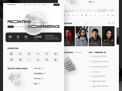 Conference website black and white concept dark design figma homepage light minimalism modern simple ui web design website