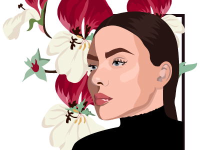 Girl and flowers flower flowers girl illustraion portrait woman