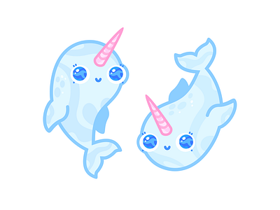 A couple of narwhals animal cute figma illustration narhwals nature sea animals vector