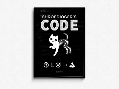 Shroedinger's CODE animal cat code codeart cute drawing figma illustration joke poster programmer programming vector