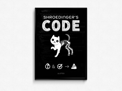 Shroedinger's CODE animal cat code codeart cute drawing figma illustration joke poster programmer programming vector