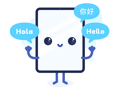 Lovely tablet charming chinese cute drawing english figma illustration lovely multilingualism spanish tablet translate translation vector