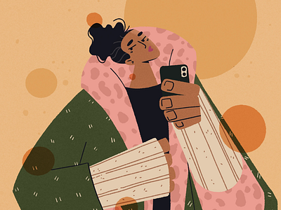 Girl taking selfie with her phone. art artwork character design flat girl graphic design illustration illustrator ios minimal mobile modern people person popular typography web website woman