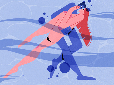 Man and woman dancing in the water 2020 trend artwork character design flat girl illustration illustrator people person