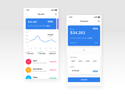 Online bank app design flat minimal ui ux