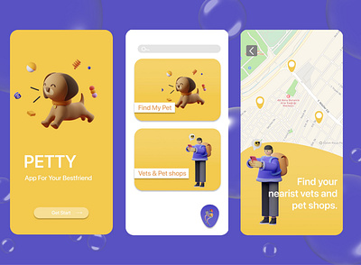 PETTY | App for pet owners app appdesign design pet petowner petowners ui ux vet