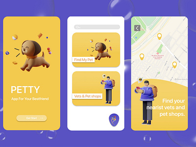 PETTY | App for pet owners app appdesign design pet petowner petowners ui ux vet