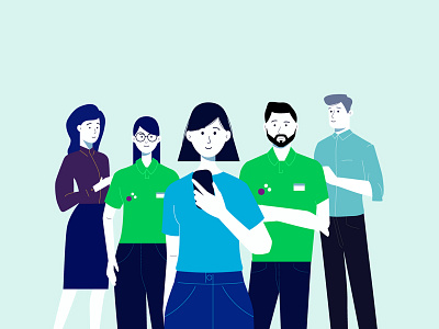 MegeFon retail team design flat illustration vector web