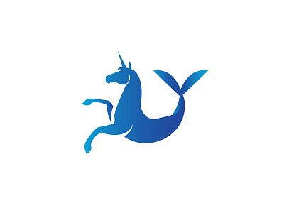 aquatic unicorn animal art artist design flat graphic design horse icon illustration illustrator logo minimalist minimalist logo vector