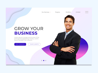 Grow your business flat landing page template app footer innovation landing page ui design user web page template website
