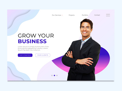 Grow your business flat landing page template