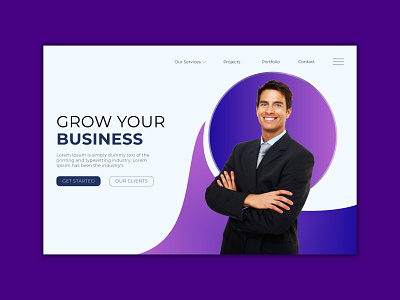 Grow your business flat landing page template business clean grow landing page modern user interface website page