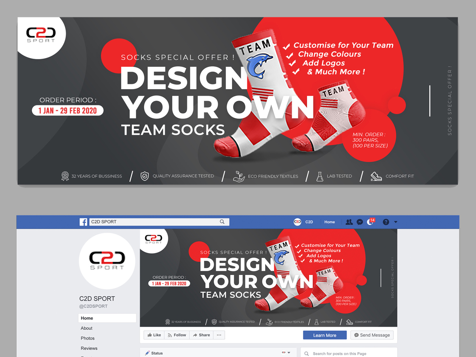 Facebook Cover Design for Sport Socks adobe photoshop advertising cover design design esport facebook facebook banner facebook cover facebook design fiverr football freelance designer freelancer graphic design indonesia promotion soccer socks design sports design team design