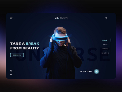 VR Room Landing Page dark design landing ui user interface vr web web design website