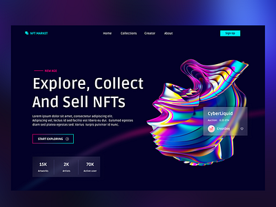 NFT Marketplace Website Design 3d landing page nft nft marketplace ui web design website