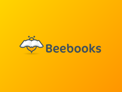 Logo Beebooks bee book branding icon logo yellow