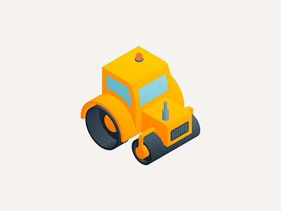Steamroller construction icon isometric steamroller