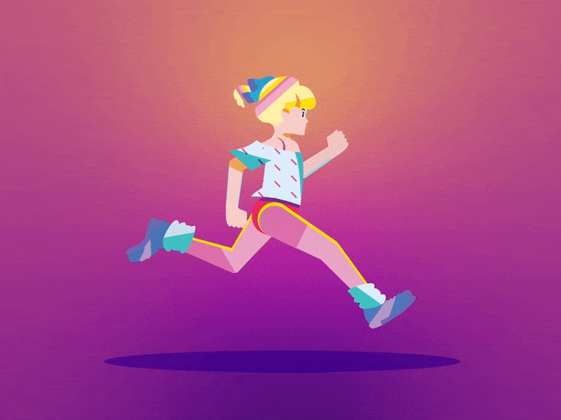 RUNNING IN THE 90'S after effects character cycle gif girl gradient illustration loop retro runcycle vector