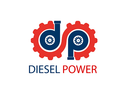Diesel Power logo design. auto car company d and p letter logo design diesel power graphic design illustration letter d p logo logotype minimalistic service shaped spare parts turbocharger