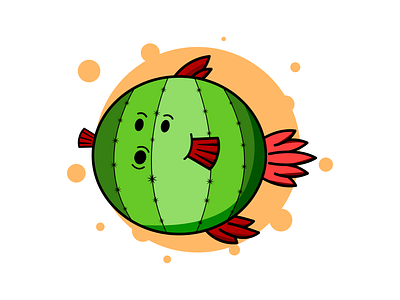 Fishtus artwork baloon cactus fish illustration