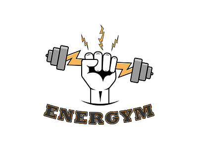 EnerGym fist gym gym logo lightning logo power weight