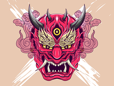 Oni demon design illustration illustrator japan japanese monster myth mythology ninja oni samurai shirt vector
