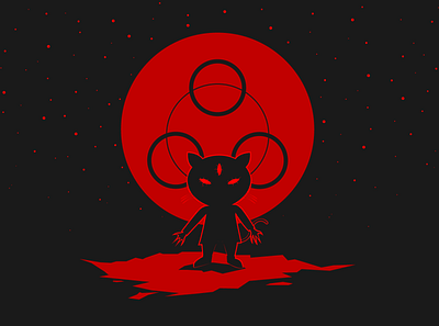 Nightmare (Nekrox The Cat) art cat dark darkness demon design flat horror illustration illustrator moon nekrox red terror