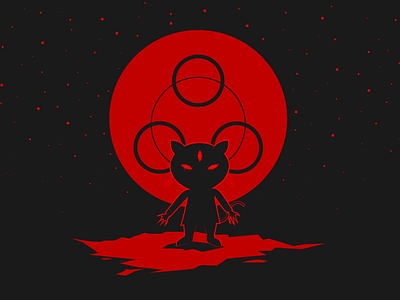 Nightmare (Nekrox The Cat) art cat dark darkness demon design flat horror illustration illustrator moon nekrox red terror