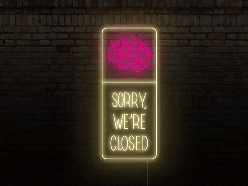 Sorry, We're Closed Neon Sign animate brain gif lights neon sign vector