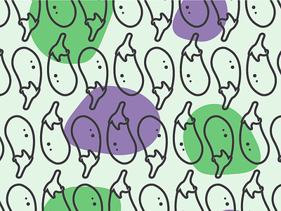 Eggplant Pattern emoji food green icon iconography illustration line art pattern purple repeat vector
