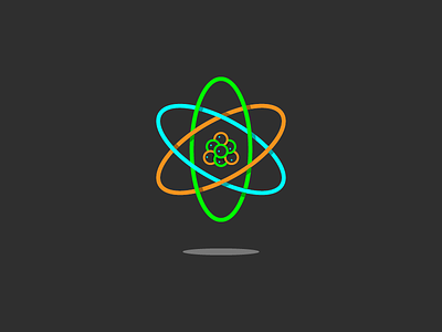 Atom data icon illustration infographic line art logo science shadow ui
