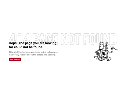 404 Page design illustration minimal typography ui web website