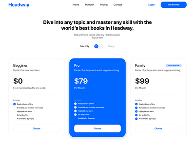 Headway Pricing Page design minimal typography ui ux web website