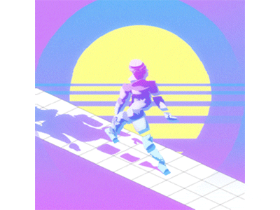 Walking in the Sun 3d animation 80s animated gif cinema 4d gif motion graphics retro