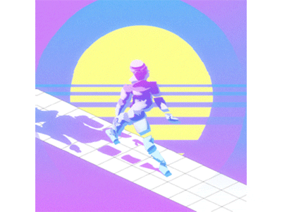 Walking in the Sun animated gif 3d animation cinema 4d gif motion graphics retro 80s