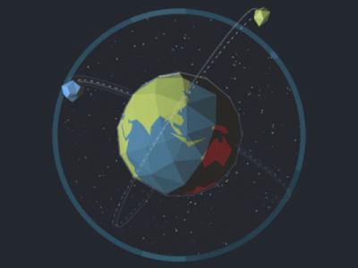 The Earth and the Stars geometric motion graphics gif cinema 4d 3d animation animated gif