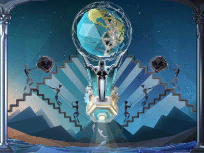 Clockwork Atlas and the Weight of Time gif animated gif loop cinema 4d low poly animation