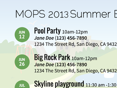 2013 MOPS Summer Events Flyer flyer mops