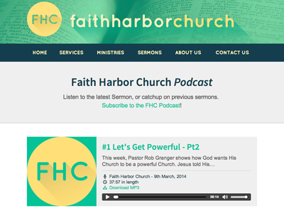 Faith Harbor Church Podcast church flat design long shadows podcast website widget