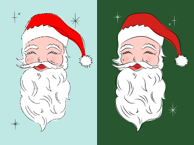 Santa Diptych hand drawn holiday illustration santa