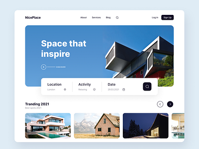 NicePlace - design concept build concept design figma freelancer landingpage minimal relaxing tranding ui ux webdesign