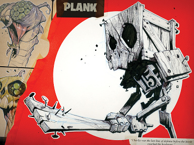 Plank cartoon creaturebox illustration ink red robot
