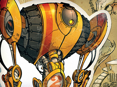 Construction Bot 2 character design illustration robot yellow