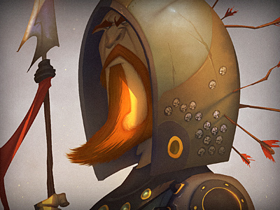 Weekend Warrior brown cartoon helmet illustration orange warrior