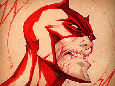 The Man Without Fear daredevil illustration kickstarter marvel red