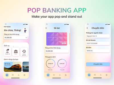 POP BANKING APP bankingapp design figma popcolor ui ux