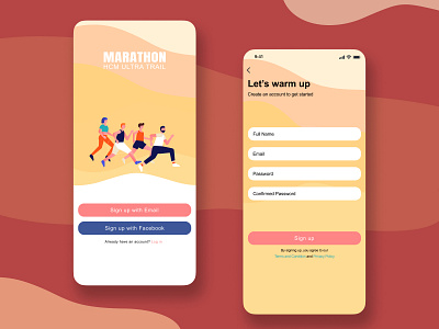 Marathon UI Sign up #1 daily 100 challenge dailyui dailyuichallenge design figma figmadesign illustration signup