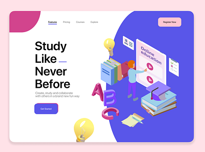 #3 landing page for Online Courses dailychallenge dailyui dailyui 003 design figma landingpage onlinecourse ui design uiux