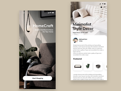 Minimal Style for Furniture adobexd daily 100 challenge dailyui design photoshop ui ui design uiapp uiux