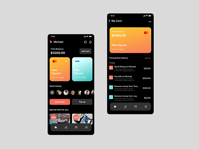 E-Wallet App concept bankingapp dailyui darkmode darkui design figma financialapp financialui illustration ui uiux wallet walletapp